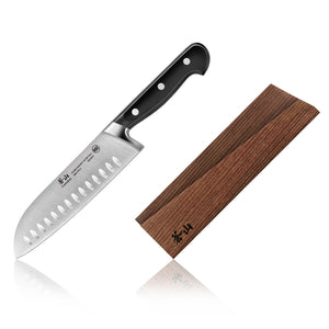 
                  
                    Load image into Gallery viewer, TV2 Series 7-Inch Santoku Knife with Wood Sheath, Forged Swedish 14C28N Steel, 1022841
                  
                