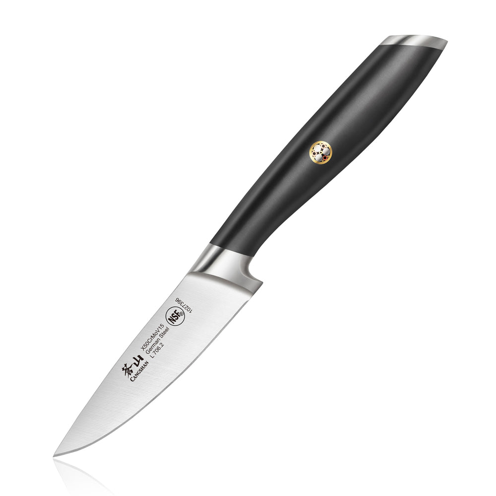 
                  
                    Load image into Gallery viewer, L Series 3.5-Inch Paring Knife, Forged German Steel, Black, 1027396
                  
                