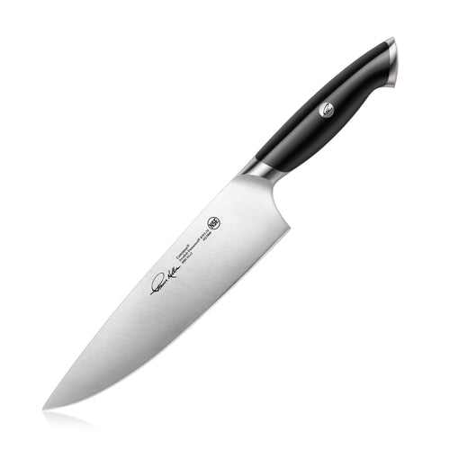 8-inch chef's knife with black ergonomic handle and stainless steel blade, Thomas Keller Signature Collection.