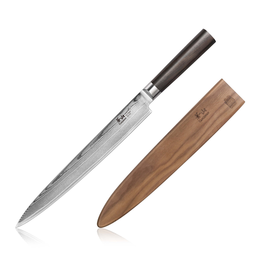
                  
                    Cargar imagen en el visor de la galería, HAKU Series 10-Inch Sashimi Knife with Sheath, Forged X-7 Damascus Steel, 501110
                  
                