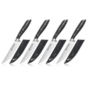 
                  
                    Load image into Gallery viewer, Cangshan ALPS Series 502780 German Steel Forged 4-Piece Steak Knife Set with Sheaths, Black
                  
                