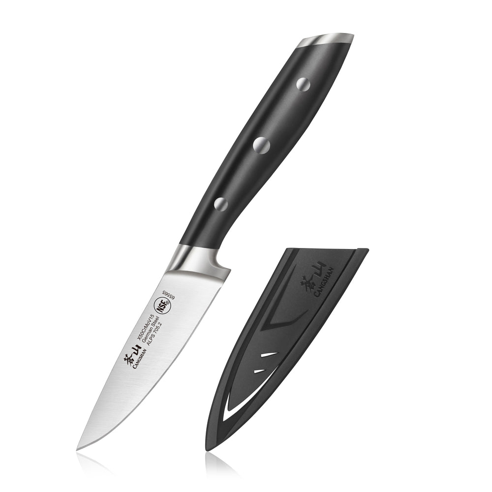 
                  
                    Cargar imagen en el visor de la galería, ALPS Series 3.5-Inch Paring Knife with Sheath, Forged German Steel, Black, 502766
                  
                
