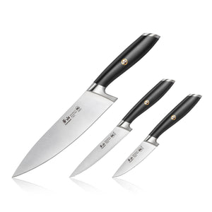 
                  
                    Load image into Gallery viewer, L Series 3-Piece Starter Knife Set, Forged German Steel, Black, 1026917
                  
                