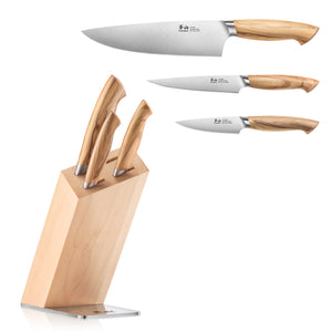 
                  
                    Load image into Gallery viewer, OLIV Series 4-Piece Knife Block Set, Forged Swedish 14C28N Steel, HUA Maple Block, 501677
                  
                