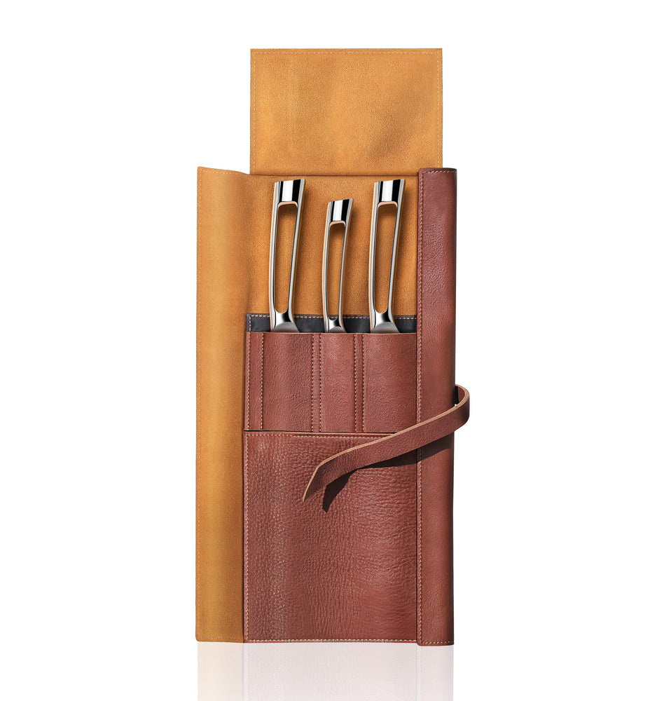 
                  
                    Cargar imagen en el visor de la galería, N1 Series 4-Piece Leather Roll Knife Set, Silver, Forged German Steel, 59946
                  
                