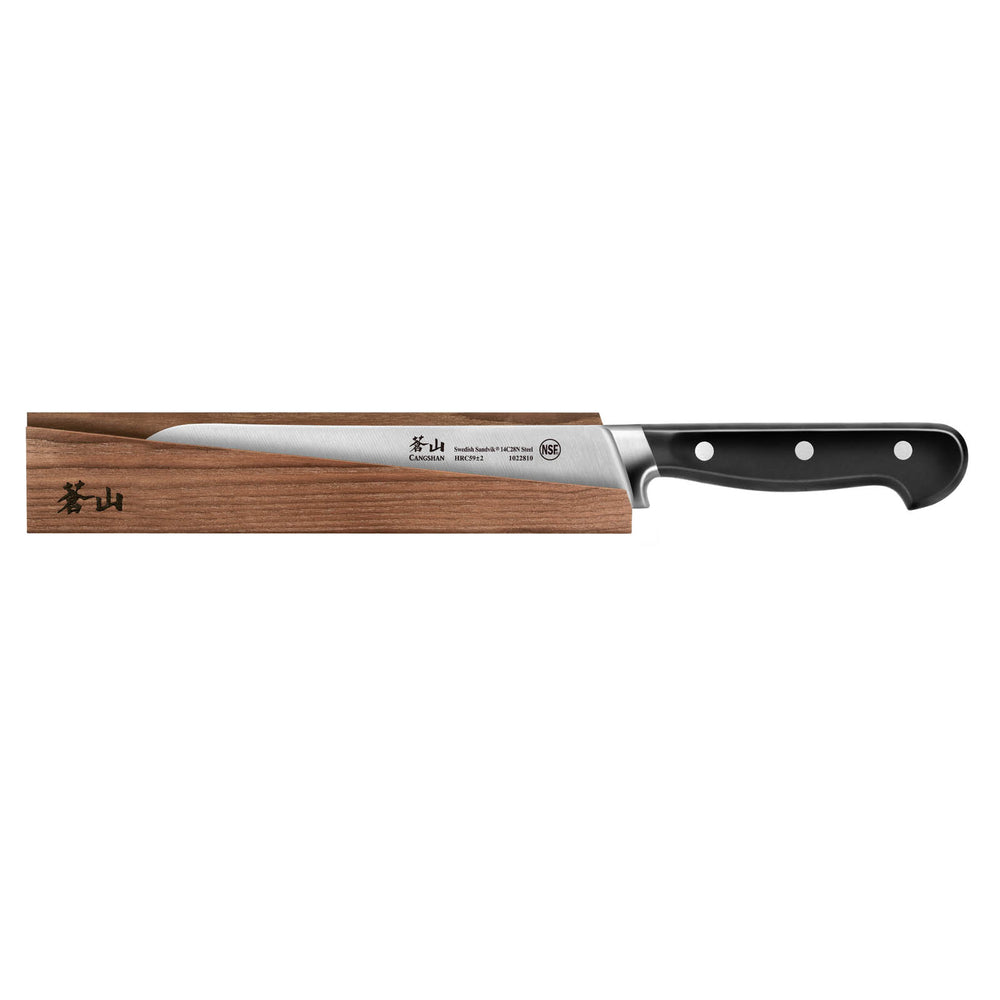 
                  
                    Load image into Gallery viewer, TV2 Series 8-Inch Bread Knife with Wood Sheath, Forged Swedish 14C28N Steel, 1022827
                  
                