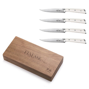 
                  
                    Load image into Gallery viewer, TKSC 4-Piece Forged Straight Edge Steak Knife, Walnut Box, Thomas Keller Signature Collection, White, 1024159
                  
                