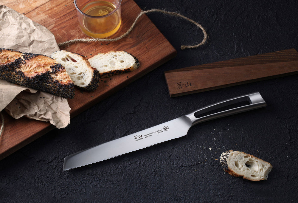 
                  
                    Load image into Gallery viewer, TN1 Series 8-Inch Bread Knife with Ash Wood Sheath, Forged Swedish 14C28N Steel, 1021745
                  
                