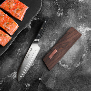 
                  
                    Cargar imagen en el visor de la galería, TC Series 7-Inch Santoku Knife with Ash Wood Sheath, Forged Swedish 14C28N Steel, 1021028
                  
                