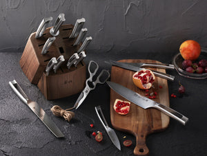 
                  
                    Load image into Gallery viewer, Cangshan TN1 Series 1021974 Swedish 14C28N Steel Forged 17-Piece Knife Block Set, Walnut
                  
                