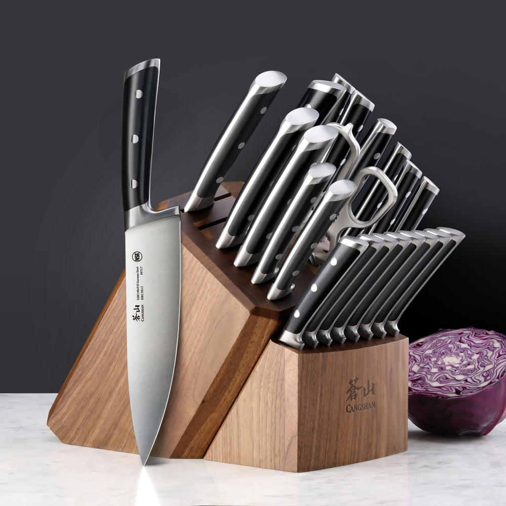 
                  
                    Load image into Gallery viewer, Cangshan S Series 1026054 German Steel Forged 23-Piece Knife Block Set
                  
                