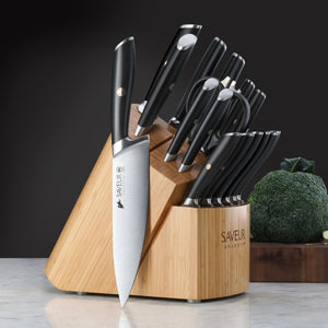 
                  
                    Load image into Gallery viewer, Saveur Selects 17-Piece Knife Block Set, Forged German Steel, 1026320
                  
                