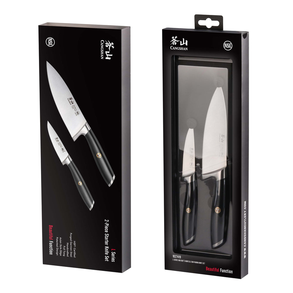
                  
                    Load image into Gallery viewer, L Series 2-Piece Starter Knife Set, Forged German Steel, Black, 1027419
                  
                