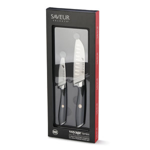 
                  
                    Load image into Gallery viewer, Saveur Selects 1026276 German Steel Forged 2-Piece Santoku and Paring Knife Set
                  
                