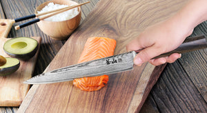 
                  
                    Load image into Gallery viewer, Cangshan J Series 1020083 X-7 Steel Sashimi Chef Knife With Walnut Sheath, 8-Inch
                  
                