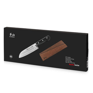 
                  
                    Load image into Gallery viewer, TV2 Series 7-Inch Santoku Knife with Wood Sheath, Forged Swedish 14C28N Steel, 1022841
                  
                