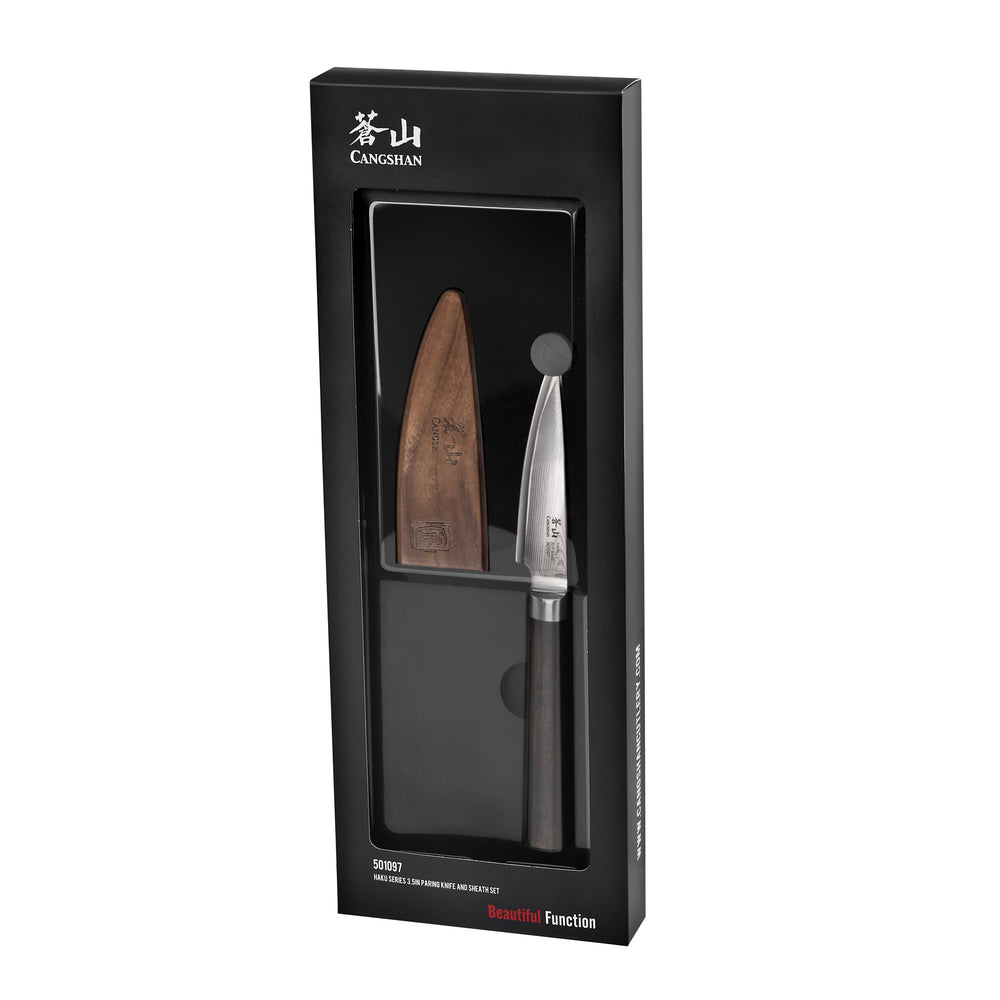 
                  
                    Cargar imagen en el visor de la galería, HAKU Series 3.5-Inch Paring Knife with Sheath, Forged X-7 Damascus Steel, 501097
                  
                