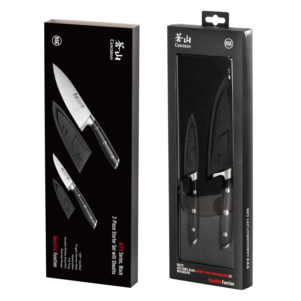 
                  
                    Load image into Gallery viewer, ALPS Series 2-Piece Starter Set with Sheaths, Forged German Steel, Black, 502797
                  
                