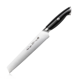 
                    
                      8-inch serrated bread knife with black ergonomic handle and stainless steel blade, Thomas Keller Signature Collection.
                    
                  