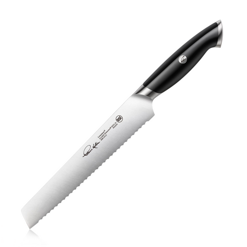 8-inch serrated bread knife with black ergonomic handle and stainless steel blade, Thomas Keller Signature Collection.