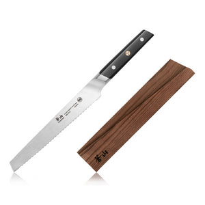 
                  
                    Load image into Gallery viewer, TC Series 8-Inch Bread Knife with Ash Wood Sheath, Forged Swedish 14C28N Steel, 1021004
                  
                
