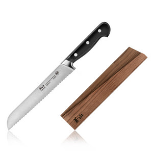 
                  
                    Load image into Gallery viewer, Cangshan TV2 Series 1022827 Swedish 14C28N Steel Forged 8-Inch Bread Knife and Wood Sheath Set
                  
                