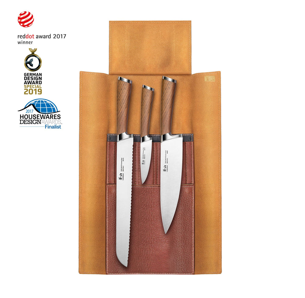 
                  
                    Load image into Gallery viewer, H1 Series 4 Piece Leather Roll Knife Set, Silver, 59939
                  
                