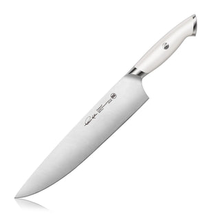 
                    
                      TKSC Series 10-inch chef's knife with white handle and forged stainless steel blade from Thomas Keller Signature Collection.
                    
                  