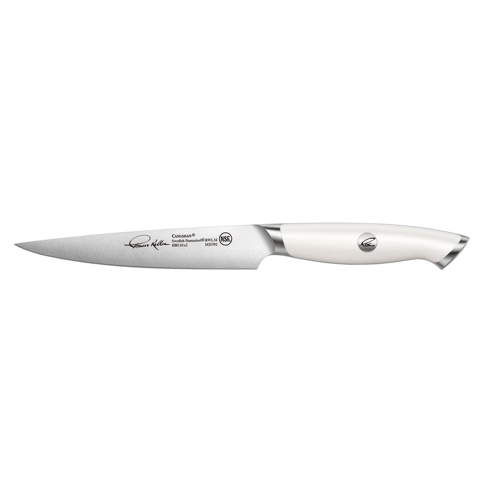 
                  
                    Load image into Gallery viewer, TKSC 5-Inch Utility Knife, Forged Swedish Powder Steel, Thomas Keller Signature Collection, White, 1025392
                  
                