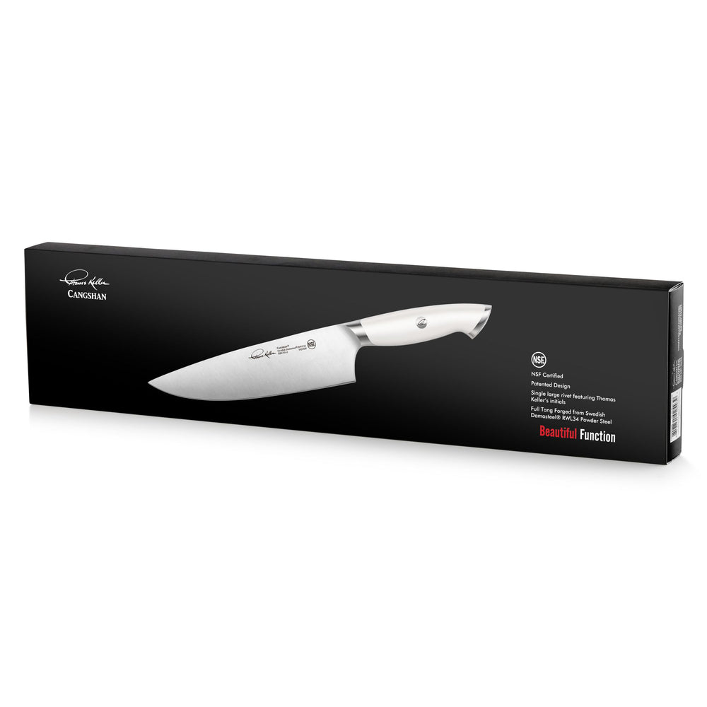 
                  
                    Load image into Gallery viewer, TKSC 8-Inch Chef Knife, Forged Swedish Powder Steel, Thomas Keller Signature Collection, White, 1025439
                  
                