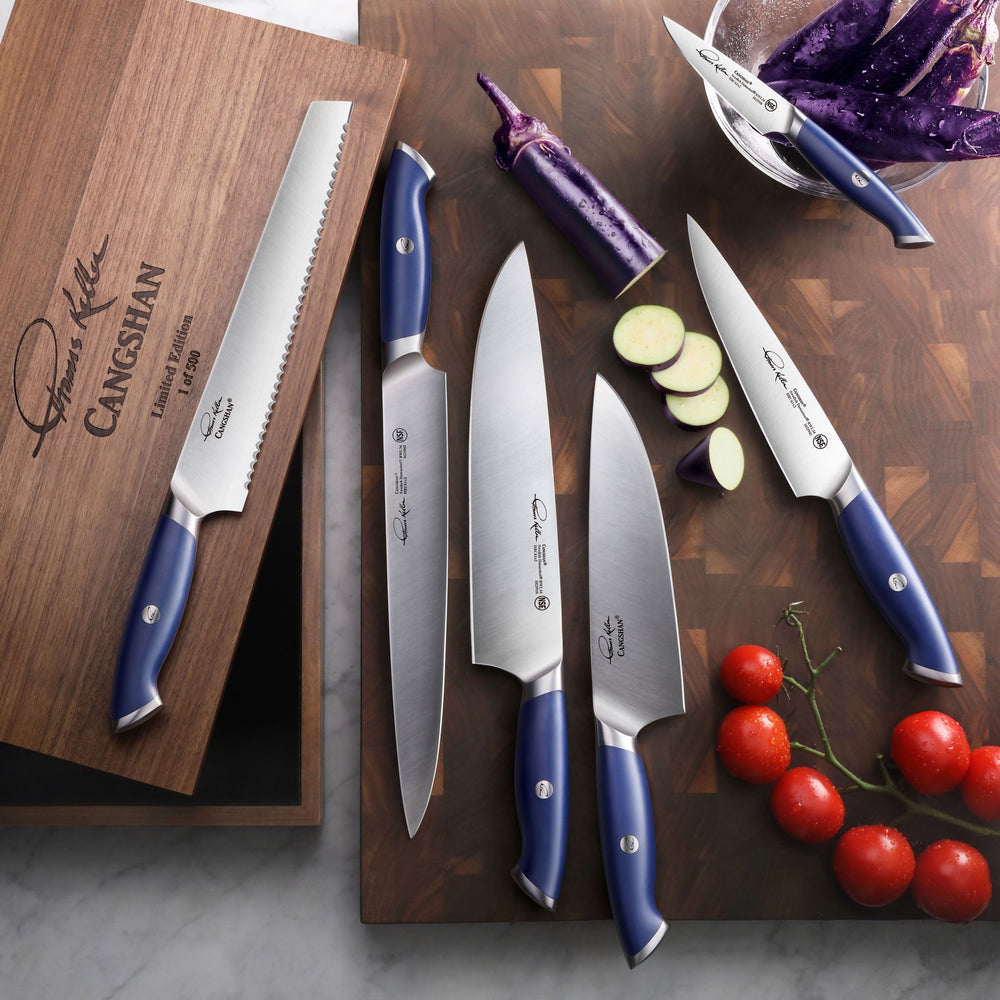 
                  
                    Load image into Gallery viewer, TKSC 6-Piece Knife Set, Forged Swedish Powder Steel, The French Laundry Blue Special Edition Thomas Keller Signature Collection, 1025378
                  
                