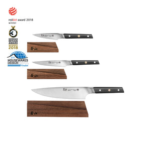 
                  
                    Cargar imagen en el visor de la galería, TC Series 3-Piece Starter Knife Set with Ash Wood Sheaths, Forged Swedish 14C28N Steel, 1021196
                  
                